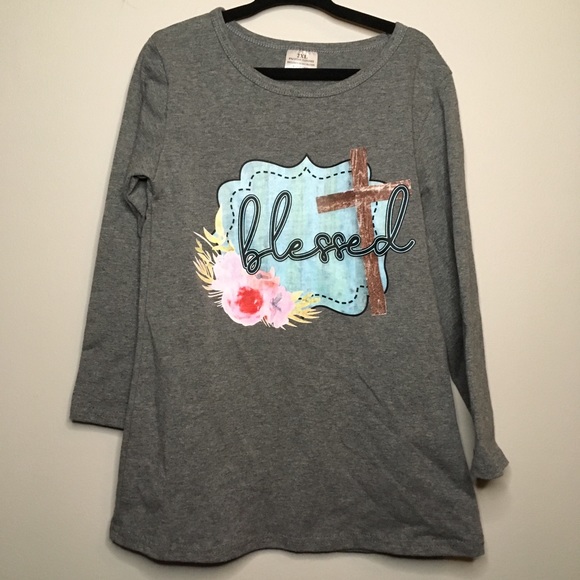 Kids boutique blessed long sleeve T-shirt 7 - Picture 1 of 3